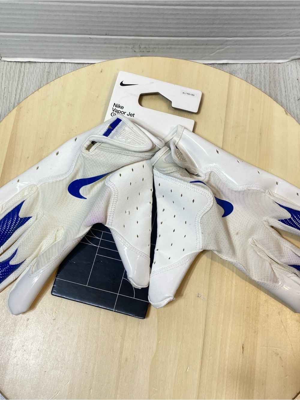 Nike Vapor Jet Football Gloves White Royal Blue Men's Size XL Brand New With Tag